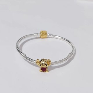 Pulsera Pandora 17 con Charm Corazón Rojo