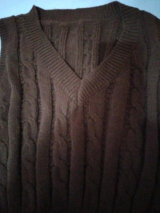 Chaleco punto marrón cuello V talla única