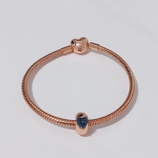 Pulsera Pandora Corazón y Charm Azul Talla 17