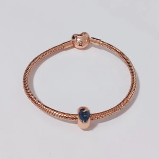 Pulsera Pandora Corazón y Charm Azul Talla 17
