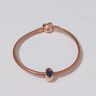 Pulsera Pandora Corazón y Charm Azul Talla 17