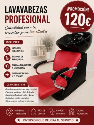 Lavacabezas Profesional Negro y Rojo