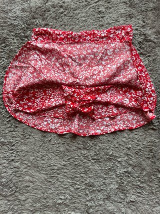 Falda pantalón roja flores talla 40