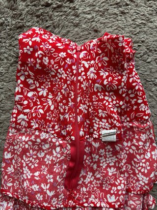 Falda pantalón roja flores talla 40