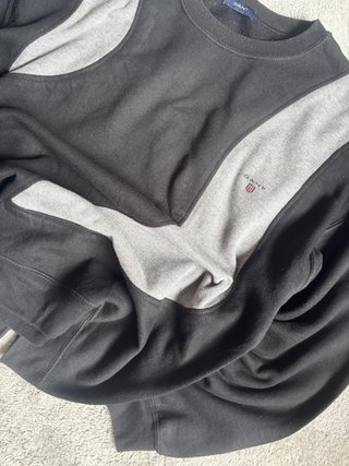 Sudadera Gant colorblock negra/gris vintage