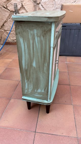 Mueble recibidor verde y beige