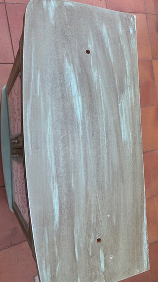 Mueble recibidor verde y beige