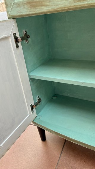 Mueble recibidor verde y beige