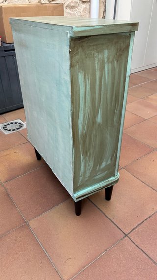 Mueble recibidor verde y beige