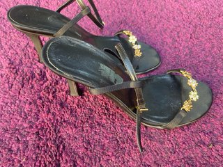 Sandalias de fiesta tacón negras talla 37