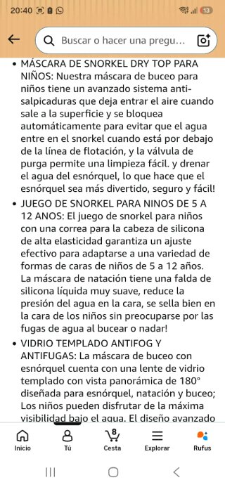 Máscara de buceo y snorkel verde nuevo