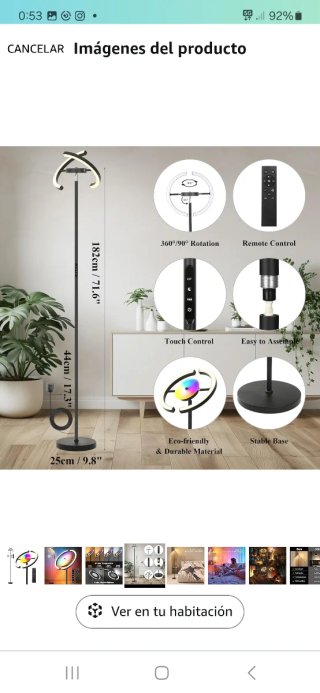 Lámpara de pie moderna LED RGB nuevo precintado