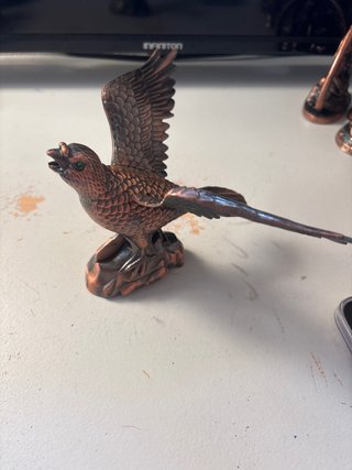 Mechero antiguo pájaro cobre