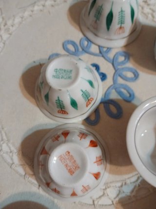 Juego 10 Vasitos Porcelana Decorados