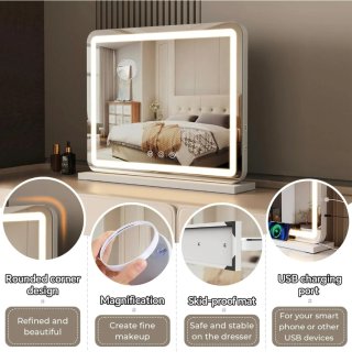 Espejo Tocador LED 58x47cm Luz 3 tonos Regulables