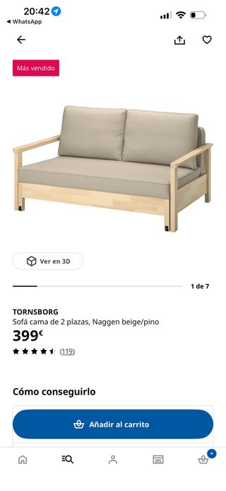 Sofá cama IKEA TORNSBORG 2 plazas