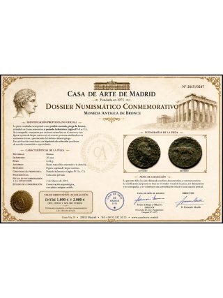Moneda Antigua de Bronce - Certificado