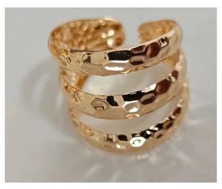 Brazalete y anillo triple banda dorado