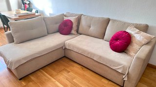 Sofá Cama Chaise Longue Beige 5 Plazas