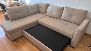Sofá Cama Chaise Longue Beige 5 Plazas