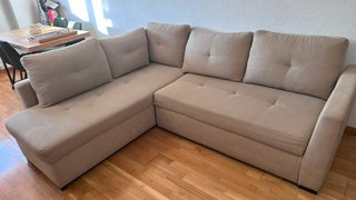 Sofá Cama Chaise Longue Beige 5 Plazas