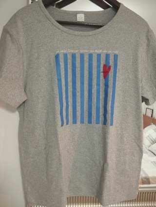 Camiseta de algodón gris talla L