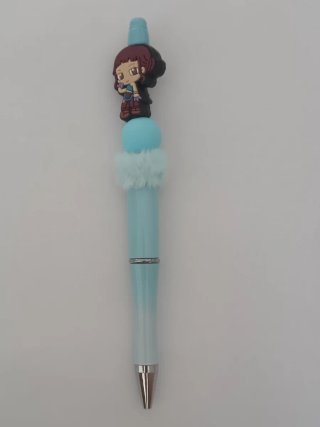 Bolígrafo azul con figura de personaje, kpop