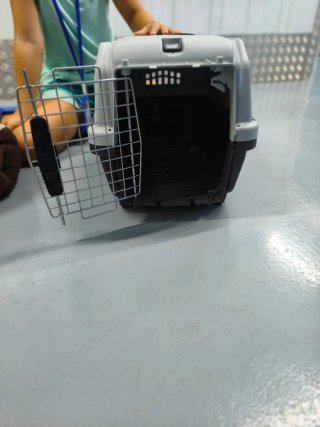 Transportín para mascotas gris y negro