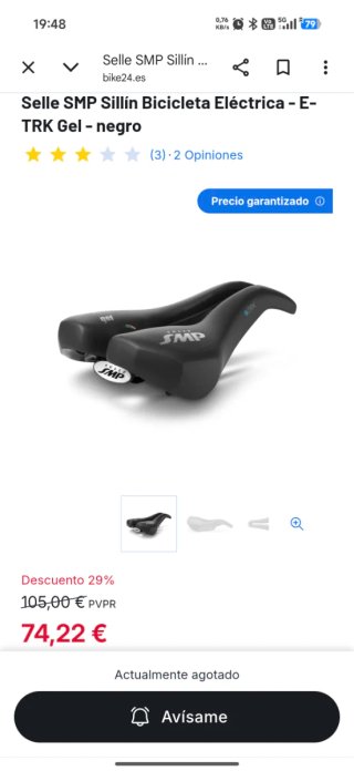 Sillín SELLE SMP e TRK Gel Negro