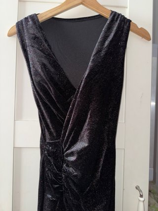 Vestido Negro Brillante Mujer