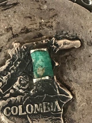 Colgante Plata Ley Mapa Colombia Esmeralda Muzo +