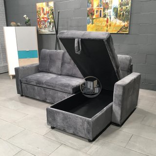 Sofá-cama chaise longue con arcón