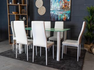 Conjunto de mesa con 6 sillas blanco