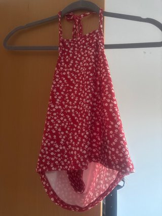 Top crop estampado floral rojo