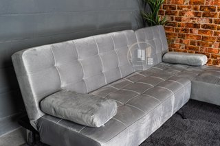 Sofá-cama chaise-longue gris terciopelo