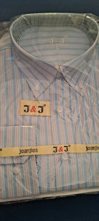 Camisa J&J Talla L Rayas Azul y Rosa