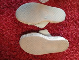 Sandalias esparto beige brillo
