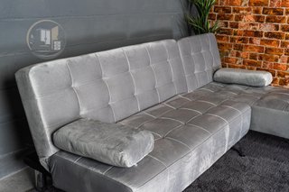 Sofá-cama chaise-longue gris terciopelo