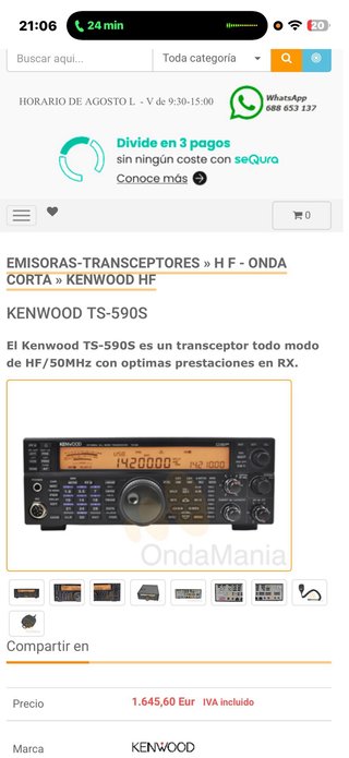 Kenwood TS-590S Transceptor HF/50 MHz