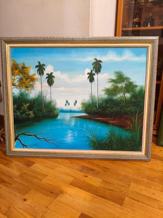 Cuadro paisaje pintado a mano