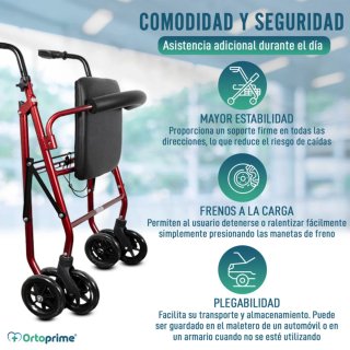 Andador Rollator de Aluminio con Freno a la Carga