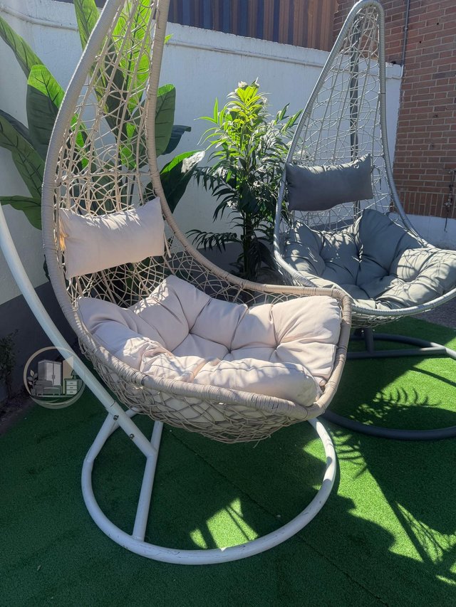 Silla Mecedora Colgante con Cesta Gris