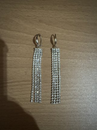 Orecchini pendenti strass argento