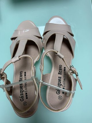 Sandalias cuña Perez Bravo Beige/Rosa