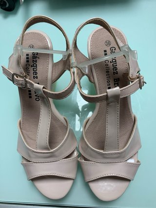 Sandalias cuña Perez Bravo Beige/Rosa