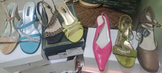 Zapatos de vestir verdes y rosas,morado,negro,otro