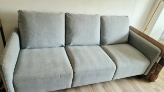 Sofá de 3 plazas gris tela