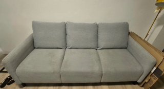 Sofá de 3 plazas gris tela