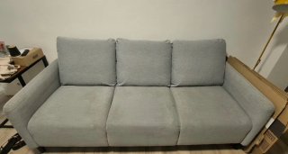 Sofá de 3 plazas gris tela