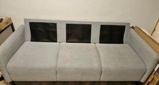 Sofá de 3 plazas gris tela